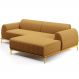Sofá 5 Lugares com Chaise Direito Para Sala de Estar Molino 350cm D02 Base Castanho Pés D'ouro Prime Bouclê Mostarda PB-03 - Lyam Decor