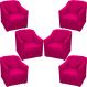 Kit 6 Poltronas Decorativas Para Sala Mila Suede Pink Pé De Plástico- Clique E Decore