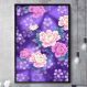 Quadro Decorativo Pintura Flores Rosa e Fundo Roxo-24x34Cm