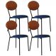 Kit 04 Cadeiras Estofada Para Sala de Jantar Azuri Preto C01 Linho Azul Courino Caramelo - Lyam Decor
