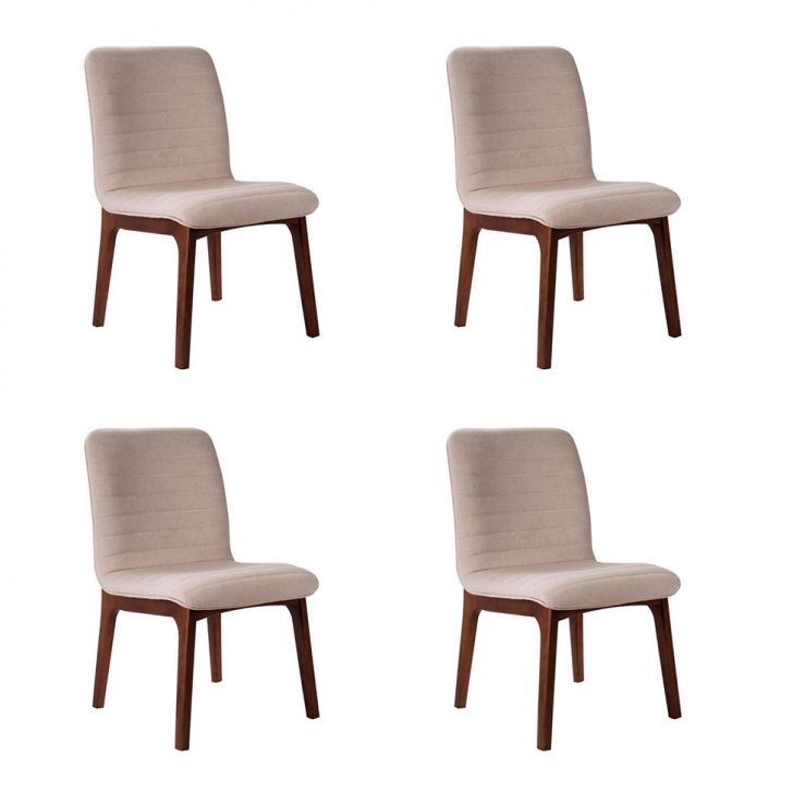 Conjunto com 4 Cadeiras de Jantar Rohe Cru