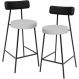 Kit 02 Banquetas Baixa Bar Cozinha Sala Jantar Milão L02 Couríssimo Preto Linho Cinza - Lyam Decor