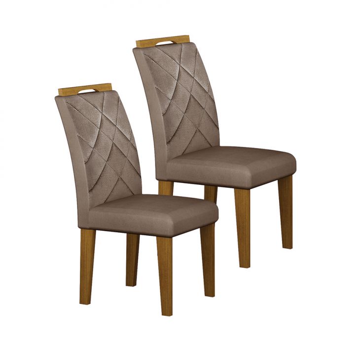 Conjunto Com 2 Cadeiras Larissa Camurça Castanho E Freijó