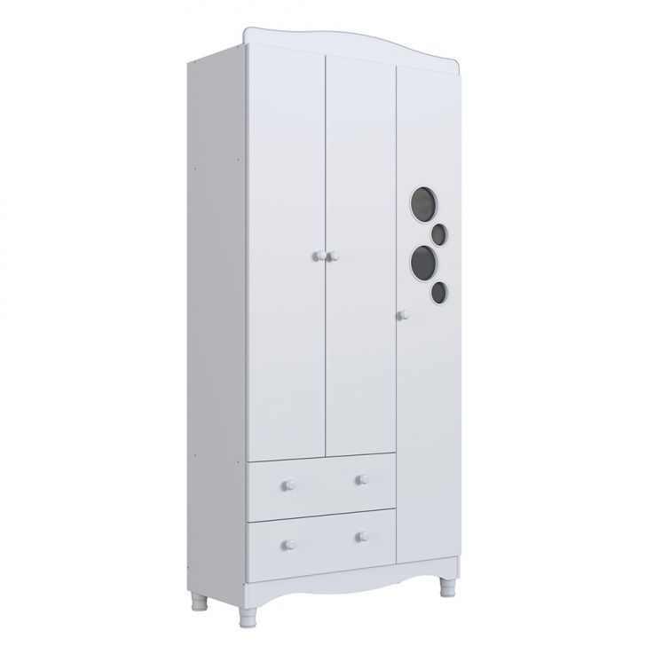 Guarda-Roupa Infantil Encanto 3 Portas 2 Gavetas Branco