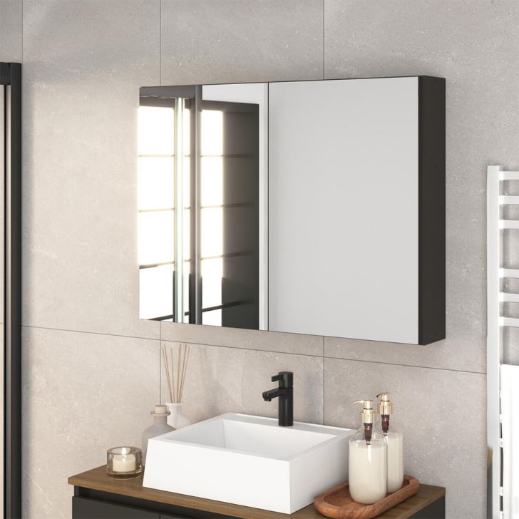 Armário de Banheiro com Espelho Aurora 2 Portas Grfite