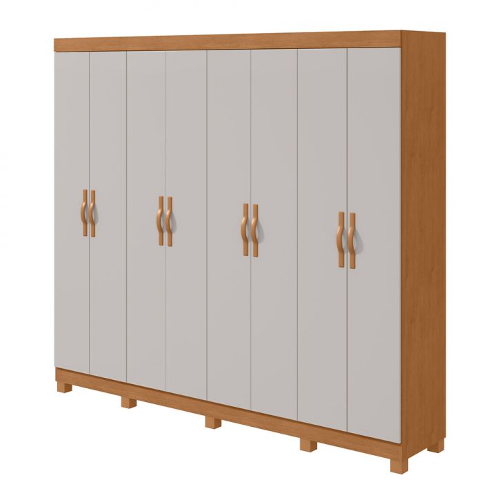 Guarda-roupa Casal Com Pés Serenata 8 Portas 6 Gavetas Amêndoa Clean E Off White