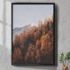 Quadro Decorativo Arvores de Folhas Laranja e Montanhas-24x34Cm