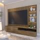 Home Estante Para TV 82 Monterrey Detalhe Ripado e Nichos com Led Amêndoa G73 - Gran Belo