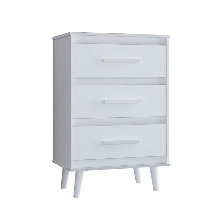 Cômoda para Quarto Pé Palito 3 Gavetas Lima Branco