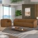 Conjunto Sala de Estar Sofá 292cm 4 Lugares e Poltrona Adam PU Caramelo G45 - Gran Belo