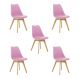 Kit 5 Cadeiras Estofadas Saarinen Wood Pés de Madeira Rosa