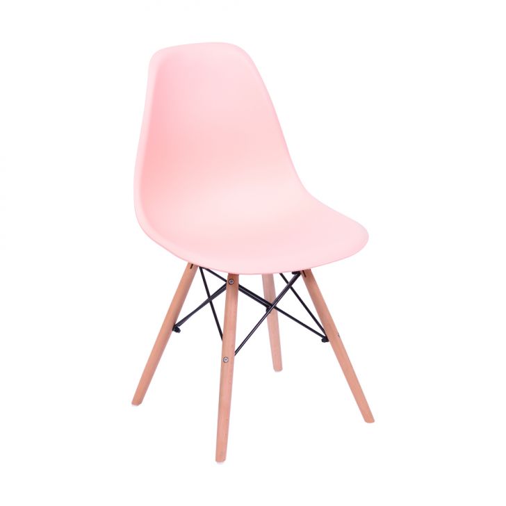 Cadeira Eames Base Madeira e Salmão