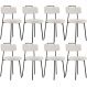 Kit 08 Cadeiras Decorativas Estofada Para Sala De Jantar Barcelona L02 Bouclê Cru - Lyam Decor