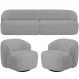 Sofá 4 Lugares Curvo Orgânico com 02 Poltronas Para Sala Living 280cm Barolo L06 Linho Cinza - Lyam Decor