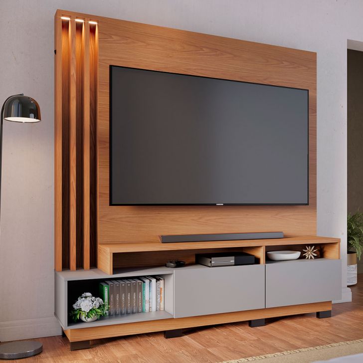 Estante para Home Theater e TV até 65 Polegadas Humaitá Freijó e Cinza