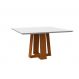 Mesa de Jantar Quadrada com Tampo de Vidro Valencia Off White e Ype 135 cm