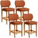 Kit 04 Banquetas Baixa Bar Cozinha E Sala De Jantar Fixa Betta L02 Imbuia Tecido Terracota - Lyam Decor