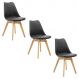 Kit 3 Cadeiras Estofadas Saarinen Wood Pés de Madeira Preto
