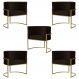 Kit 5 Poltronas Decorativa Sala de Estar Luana Base Gold Suede Marrom - Montanaris Decor