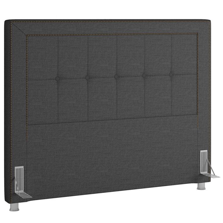 Cabeceira Cama Box Casal King 195 cm P05 Atenas Linho Cinza Escuro - Lyam Decor