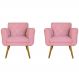 Kit 02 Poltronas Decorativas Isa em Tressê Suede Rosa - DS Estofados
