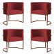 Kit 4 Poltronas Decorativa Luana Base Bronze Veludo Vermelho - Montanaris Decor