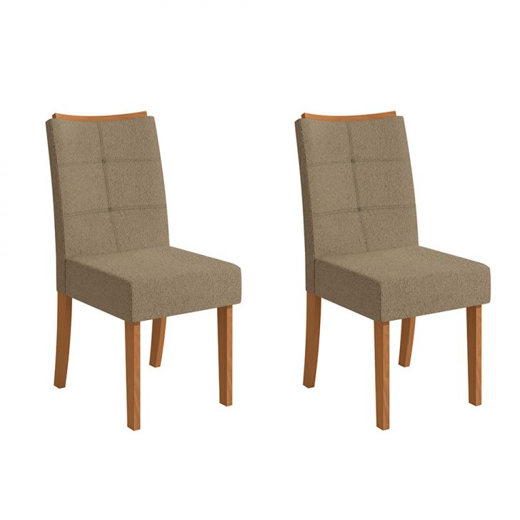 Conjunto com 2 Cadeiras Elva Bouclé Fendi e Canela