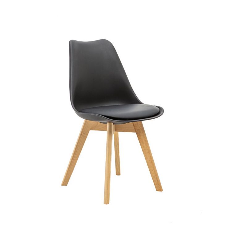 Cadeira Saarinen Wood Com Estofamento Várias Cores - Preto