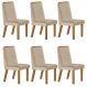 Conjunto de 6 Cadeiras Riviera com Tecido Linho Bege Claro/Cinamomo