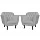 Kit 02 Poltronas Decorativas Helena Pés Luis XV Suede Branco - DS Estofados