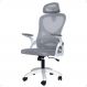 Cadeira Office Giratória Columbus Altura Regulável Sistema Relax Apoio Cabeça Assento Confortável Tela Mesh Branco/Cinza - Lojas RPM
