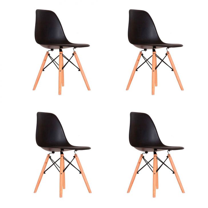 Conjunto com 4 Cadeiras Eames Quilmes Preto