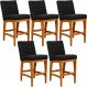 Kit 05 Banquetas Baixa Para Cozinha Bancada Bar Sala Jantar Fixa Mila L02 Linho Chumbo - Lyam Decor