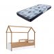 Cama Infantil Montessoriana Miney 2 GV Aveiro e Branco com Colchão Astra D20 Preto e Cinza