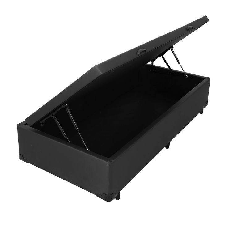 Base Para Cama Box Solteiro Érica Com Baú Preta