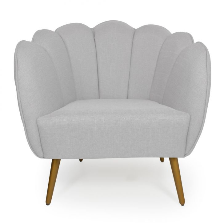 Poltrona Ariel Linho Creme E Dourada