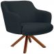 Poltrona Decorativa Base Giratória de Madeira Jade D02 Linho Chumbo D-465 - Lyam Decor