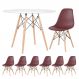 Mesa redonda Eames 100 cm branco + 6 cadeiras Eiffel DSW Marrom