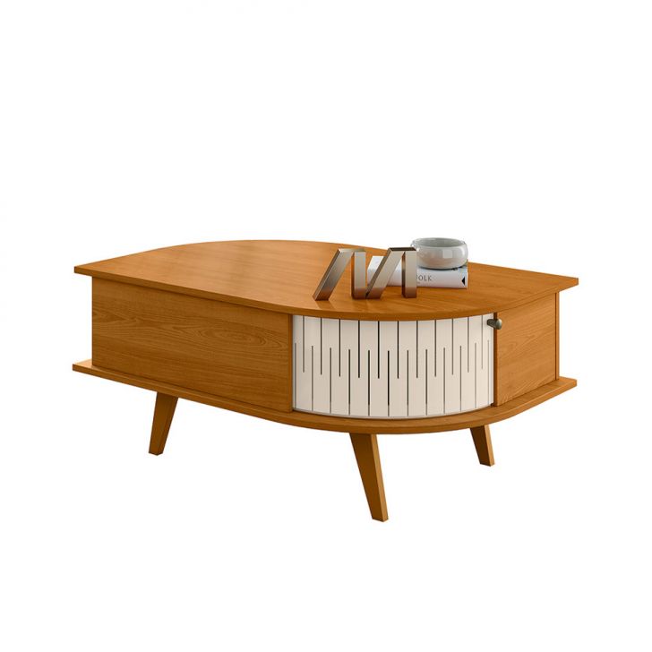 Mesa de Centro Retangular Indianapolis 2 Portas Cinamomo e Off White