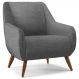 Poltrona Decorativa Fixa Pés de Madeira Paloma D02 Linho Cinza Escuro C-416 - Lyam Decor