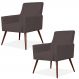 Kit 02 Poltronas Decorativas Para Sala de Estar e Recepção Maria W01 Pés Palito Suede Marrom - Lyam Decor