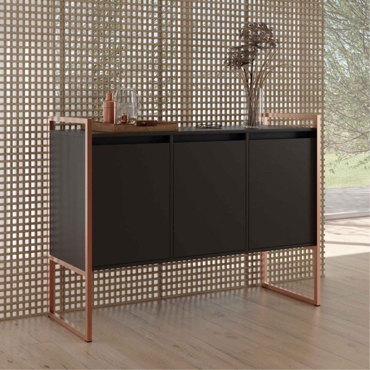 Buffet 3 Portas Rouxe Preto Cobre