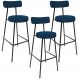 Kit 03 Banquetas Alta Bar Cozinha Sala De Jantar Em Aço Milão L02 Suede Azul Marinho - Lyam Decor
