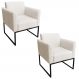 Kit 2 Poltronas Decorativas Base Industrial Preto Maressa S03 Suede Bege - Ibiza