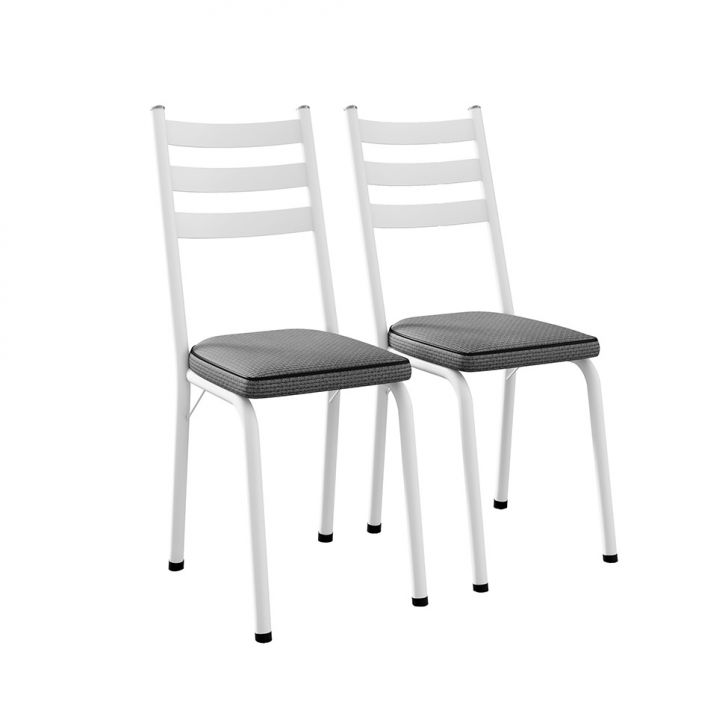 Conjunto com 2 Cadeiras New Revestimento Sintético Platina e Branco
