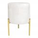 Puff Decorativo Soren Suede Bege Pés de Ferro Dourado - Pallazio