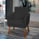 Poltrona Decorativa Para Sala, Escritório, Recepção Beatriz Com Base Suede Preto Pé Castanho - Clique E Decore