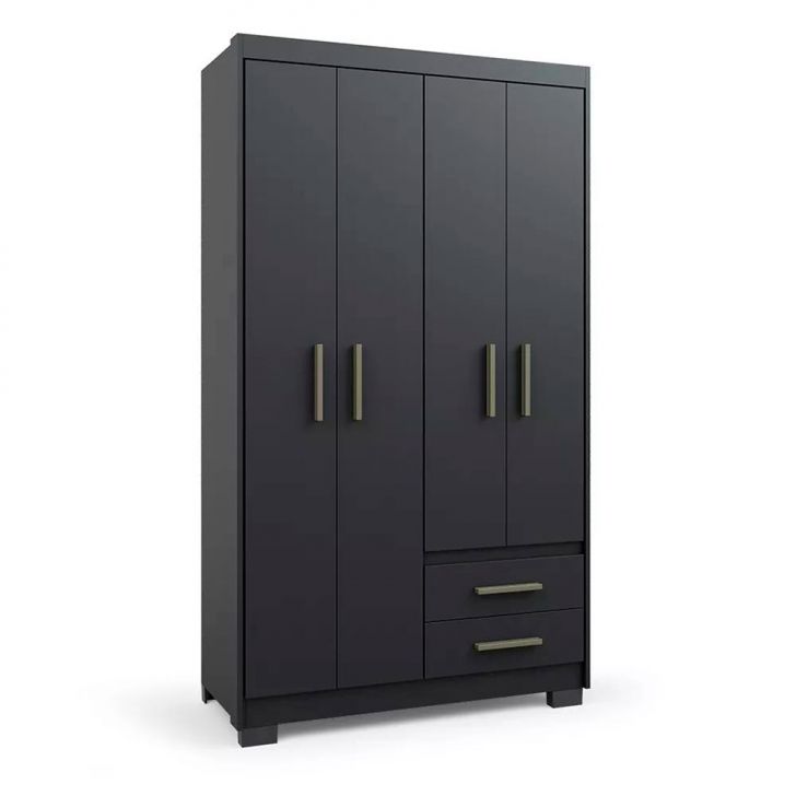 Guarda-roupa Solteiro Primacy 4 Portas 2 Gavetas Preto