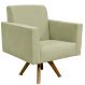Poltrona Decorativa Giratória Para Sala de Estar Base de Madeira Helô L02 Suede Bege - Lyam Decor