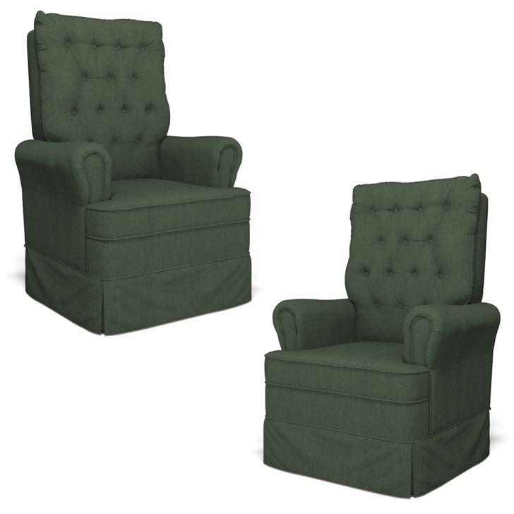 Kit 02 Poltronas de Amamentação e Descanso Com Balanço Laís G05 Linho Verde - Mpozenato